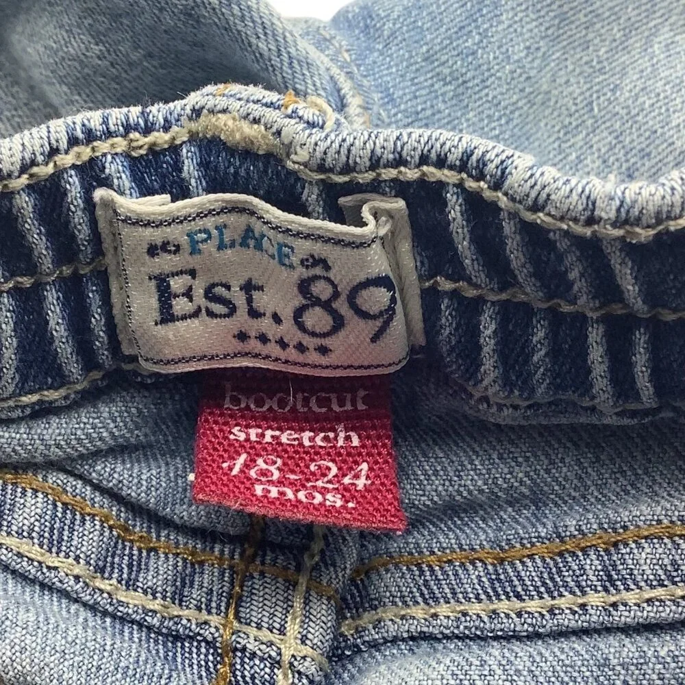 The Children's Place Blue Denim Jeans Baby Girl Size 18-24 Mos Bootcut‎ Stretch